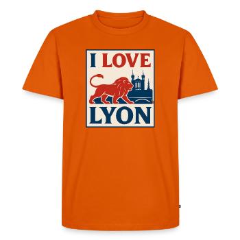 J'aime Lyon – vintage poster - Men's Premium Organic T-Shirt - orange  - Front - Nico (187cm)