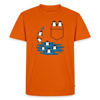 Penguin Jump Into The Water Pocket Design - T-shirt Premium bio Homme - orange  - Devant - Nico (187cm)