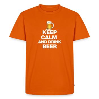 RESTE CALME ET BOIS DE LA BIÈRE ! LES AMATEURS DE BIÈRE CÉLÈBRENT W - T-shirt Premium bio Homme - orange  - Devant - Nico (187cm)