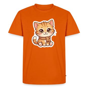 Cozy Orange Kitten in Scarf - Men's Premium Organic T-Shirt - orange  - Front - Nico (187cm)