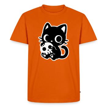 Cute Scary Cat with Skull | Kawaii Spooky Mot - Men's Premium Organic T-Shirt - orange  - Front - Nico (187cm)