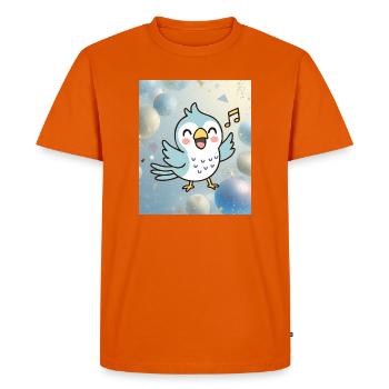 Merry chick sings among colorful bubbles - Men's Premium Organic T-Shirt - orange  - Front - Nico (187cm)