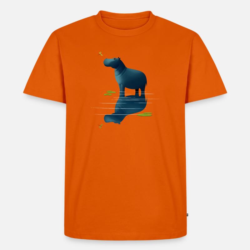 Nilpferd und Libelle - Männer Premium Bio T-Shirt - Orange 