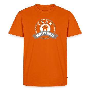 Team House Building Badge Logo - Men's Premium Organic T-Shirt - orange  - Front - Nico (187cm)