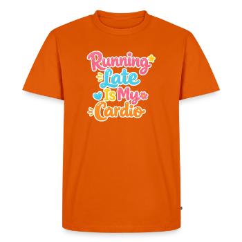 Être en retard est mon cardio - T-shirt Premium bio Homme - orange  - Devant - Nico (187cm)