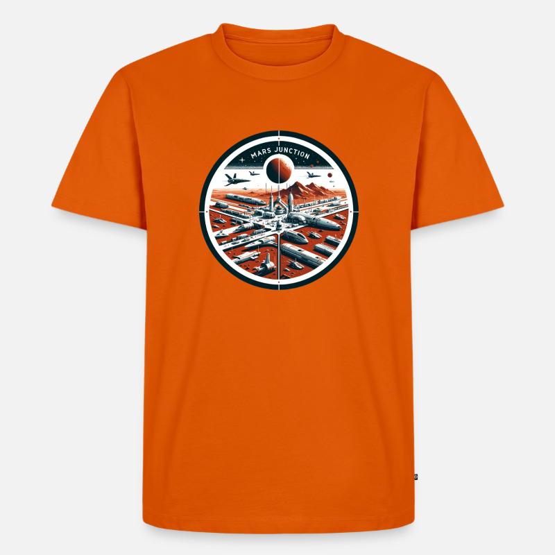 Mars Junction Raumhafen Patch - Männer Premium Bio T-Shirt - Orange 