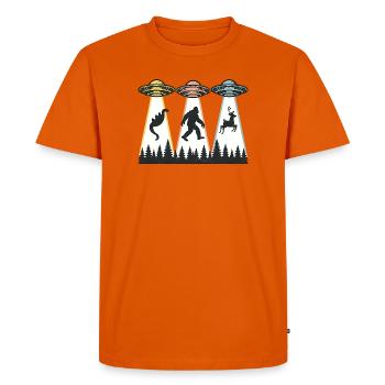 Alien Abduction Bigfoot Loch Ness Funny UFO - Men's Premium Organic T-Shirt - orange  - Front - Nico (187cm)