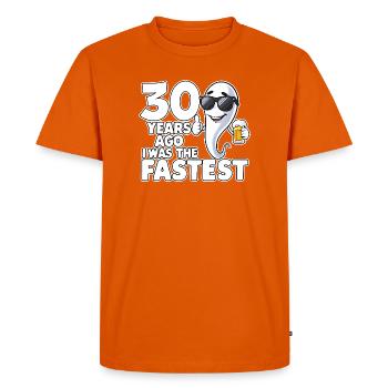 30 Years Ago The Fastest Funny Birthday - Men's Premium Organic T-Shirt - orange  - Front - Nico (187cm)