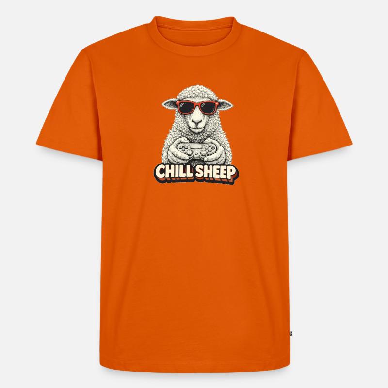 Chill Sheep mit Controller - Männer Premium Bio T-Shirt - Orange 