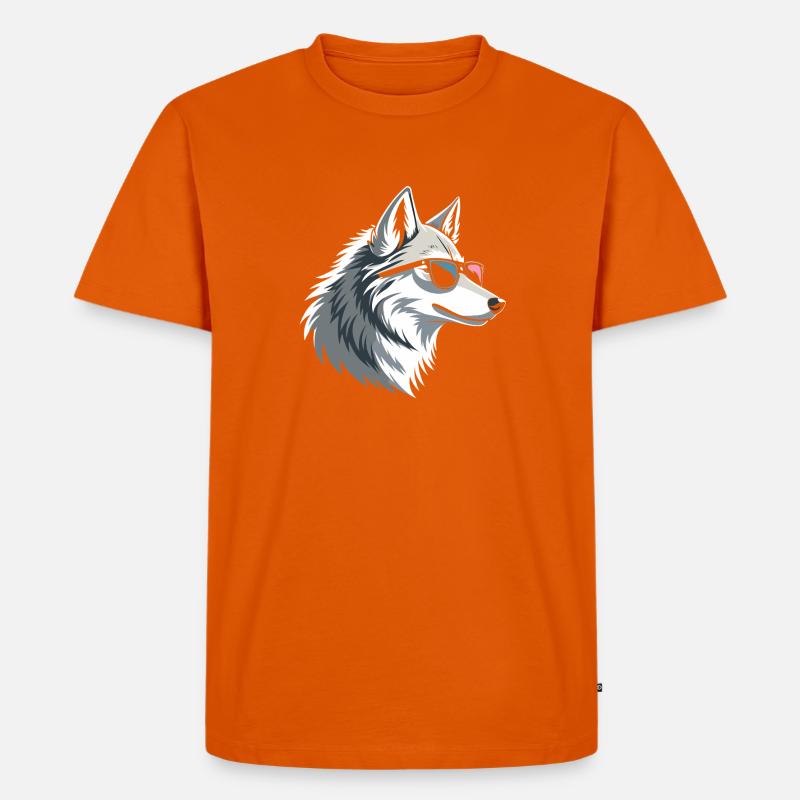 Wolf mit Brille im eisigen Stil - Männer Premium Bio T-Shirt - Orange 
