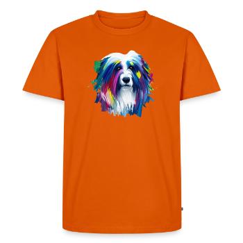 Art de peinture à l’huile vibrante du vieux chien de berger anglais - T-shirt Premium bio Homme - orange  - Devant - Nico (187cm)
