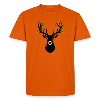 Feuilles naturelles en bois de cerf de tête de cerf - T-shirt Premium bio Homme - orange  - Devant - Nico (187cm)