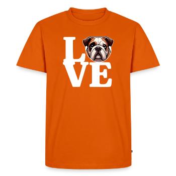 J’ADORE English Bulldog Dog Dog Amateur Drôle - T-shirt Premium bio Homme - orange  - Devant - Nico (187cm)