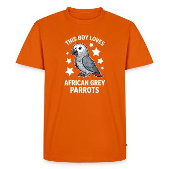 Expressions du perroquet gris Drôle de cadeau du perroquet gris - T-shirt Premium bio Homme - orange  - Devant - Nico (187cm)