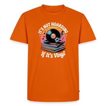 Ce n’est pas de la thésaurisation si c’est du vinyle - T-shirt Premium bio Homme - orange  - Devant - Nico (187cm)