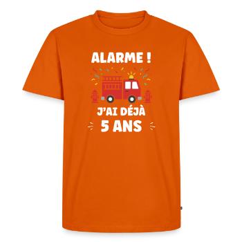 Alarme ! J'ai Déjà 5 Ans - T-shirt Premium bio Homme - orange  - Devant - Nico (187cm)