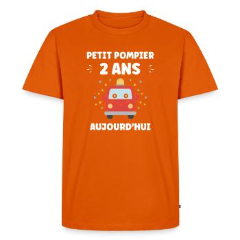 Petit Pompier 2 Ans Aujourd'hui - T-shirt Premium bio Homme - orange  - Devant - Nico (187cm)