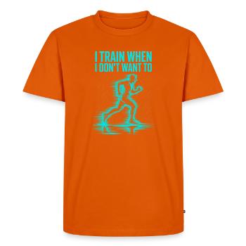 Je m’entraîne même quand je n’en ai pas envie – coureur - T-shirt Premium bio Homme - orange  - Devant - Nico (187cm)