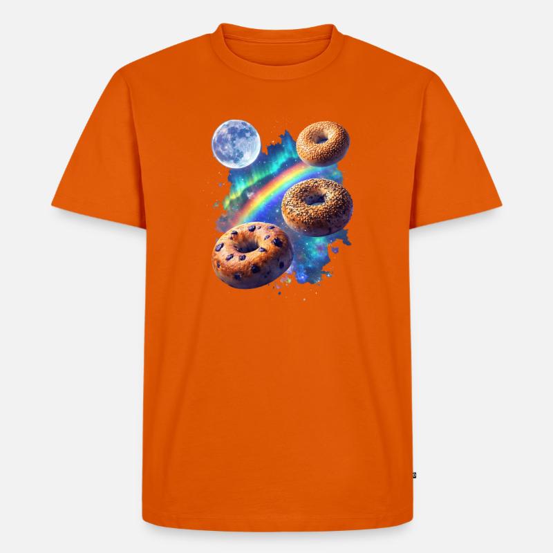 Kosmische Donuts über Regenbogenraum - Männer Premium Bio T-Shirt - Orange 