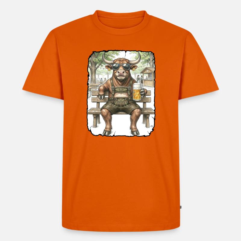 Stier Bulle Biergarten - Männer Premium Bio T-Shirt - Orange 