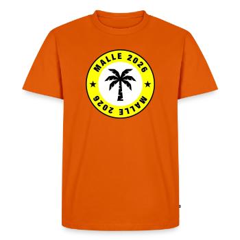Malle 2026 Palm Tree Circle - Men's Premium Organic T-Shirt - orange  - Front - Nico (187cm)