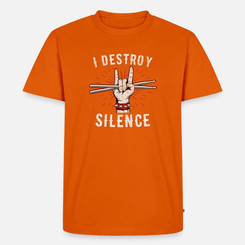 I Destroy Silence Drummer Hand Graphic - Männer Premium Bio T-Shirt - Orange 
