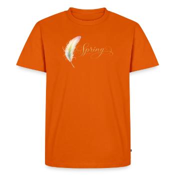 Lettrage printanier avec design élégant en plumes - T-shirt Premium bio Homme - orange  - Devant - Nico (187cm)