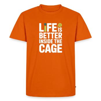 La vie de joueur de padel est meilleure à l’intérieur de la cage - T-shirt Premium bio Homme - orange  - Devant - Nico (187cm)