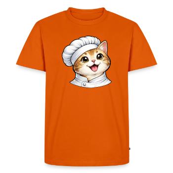 Cute Cat Chef Cartoon Motif - Men's Premium Organic T-Shirt - orange  - Front - Nico (187cm)