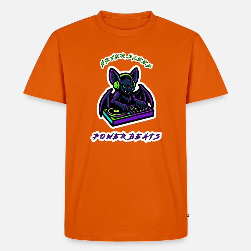 Neon Bat DJ Power Beats - Männer Premium Bio T-Shirt - Orange 
