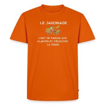 Le Jardinage: Parler aux Plantes - T-shirt Premium bio Homme - orange  - Devant - Nico (187cm)