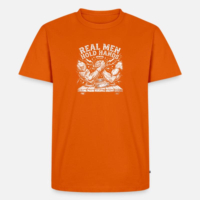 Armdrücken – Echte Männer halten Händchen - Männer Premium Bio T-Shirt - Orange 