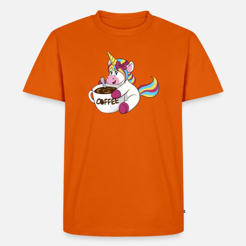 Kaffee Einhorn - Männer Premium Bio T-Shirt - Orange 