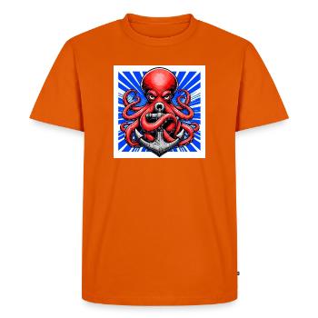 Un Poulpe embrasse une Ancre - T-shirt Premium bio Homme - orange  - Devant - Nico (187cm)