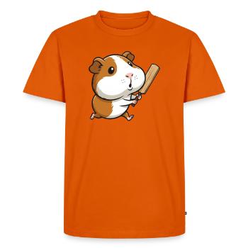 Dessin animé drôle de cochon d’Inde avec chauve-souris - T-shirt Premium bio Homme - orange  - Devant - Nico (187cm)