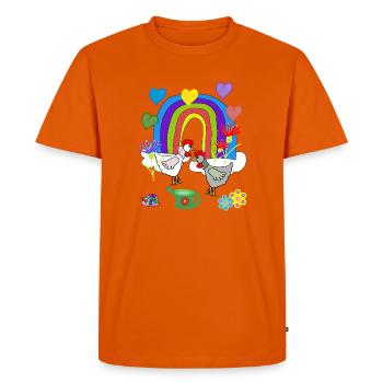 Fleurs arc-en-ciel fantastiques pour enfants poules - T-shirt Premium bio Homme - orange  - Devant - Nico (187cm)