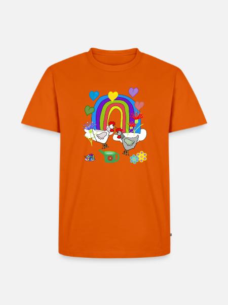 Children's Fantasy Rainbow Flowers Chickens - Men's Premium Organic T-Shirt - orange 