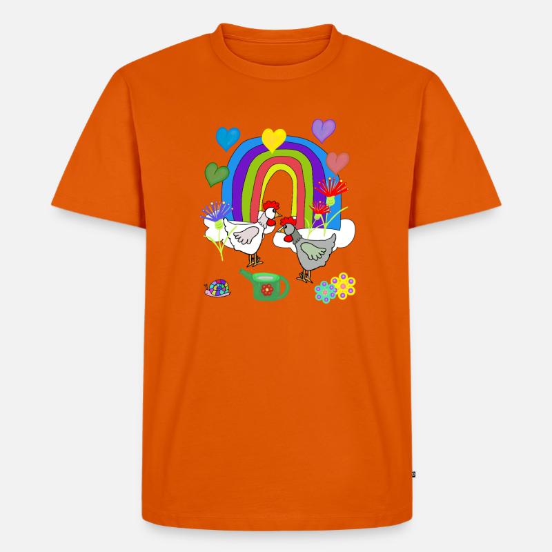 Kinder Fantasy Regenbogen Blumen Hühner  - Männer Premium Bio T-Shirt - Orange 