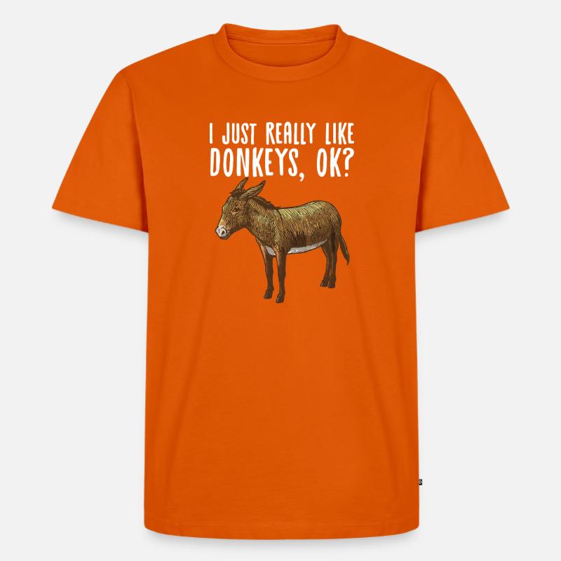 Verspieltes Esel-Grafik-Tee - Männer Premium Bio T-Shirt - Orange 
