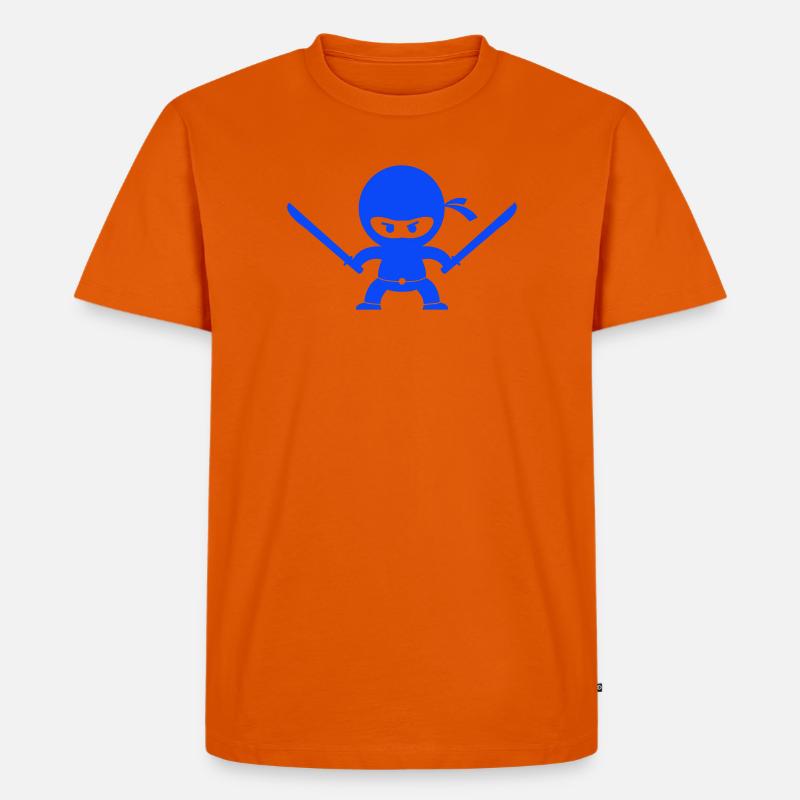 Blauer Ninja mit zwei Schwertern - Männer Premium Bio T-Shirt - Orange 
