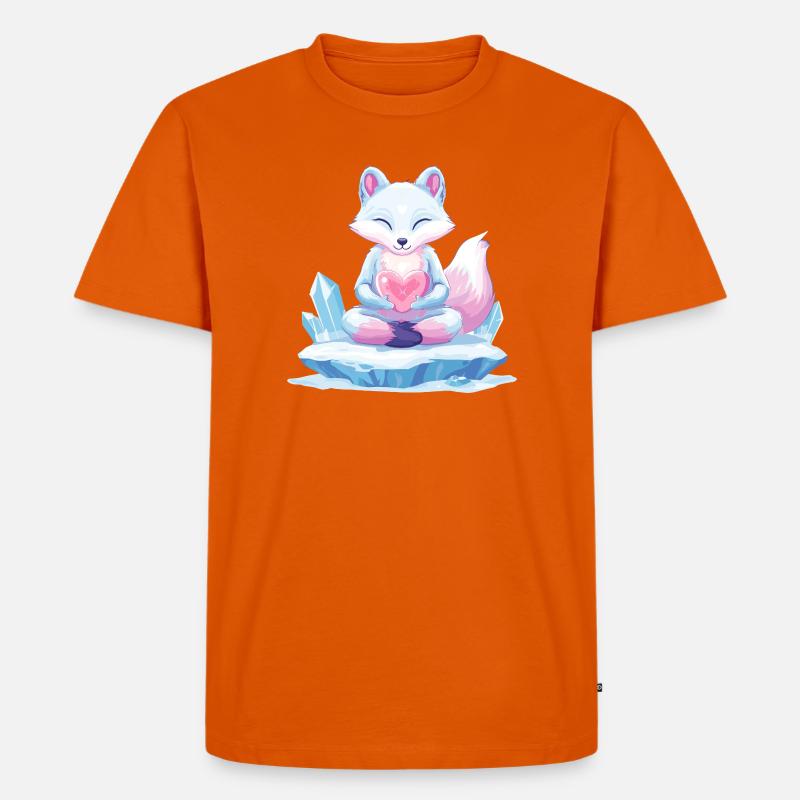 Pastell-Eisfuchs mit Herz - Männer Premium Bio T-Shirt - Orange 