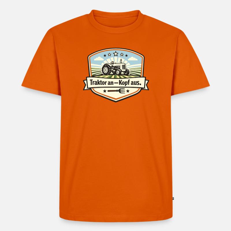 Traktor Patch Kopf Aus - Männer Premium Bio T-Shirt - Orange 