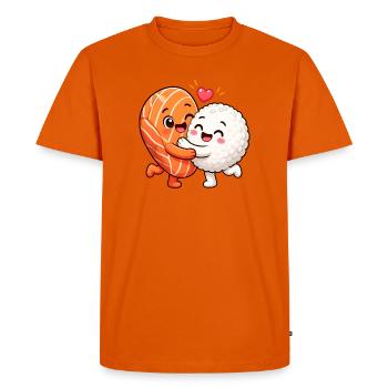Sushi Hug Salmon Rice Japanese Food Sushi Hug - Men's Premium Organic T-Shirt - orange  - Front - Nico (187cm)