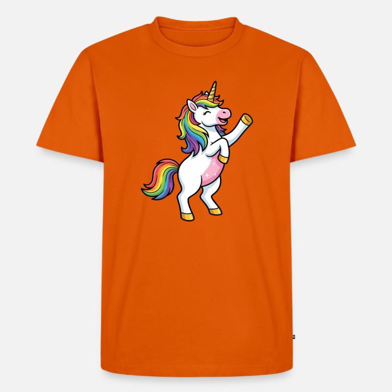 Regenbogen-Einhorntanz - Männer Premium Bio T-Shirt - Orange 