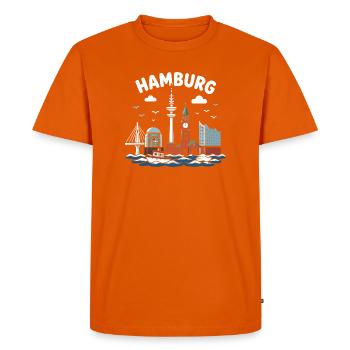 Hamburg Skyline Coastal Magic - Men's Premium Organic T-Shirt - orange  - Front - Nico (187cm)