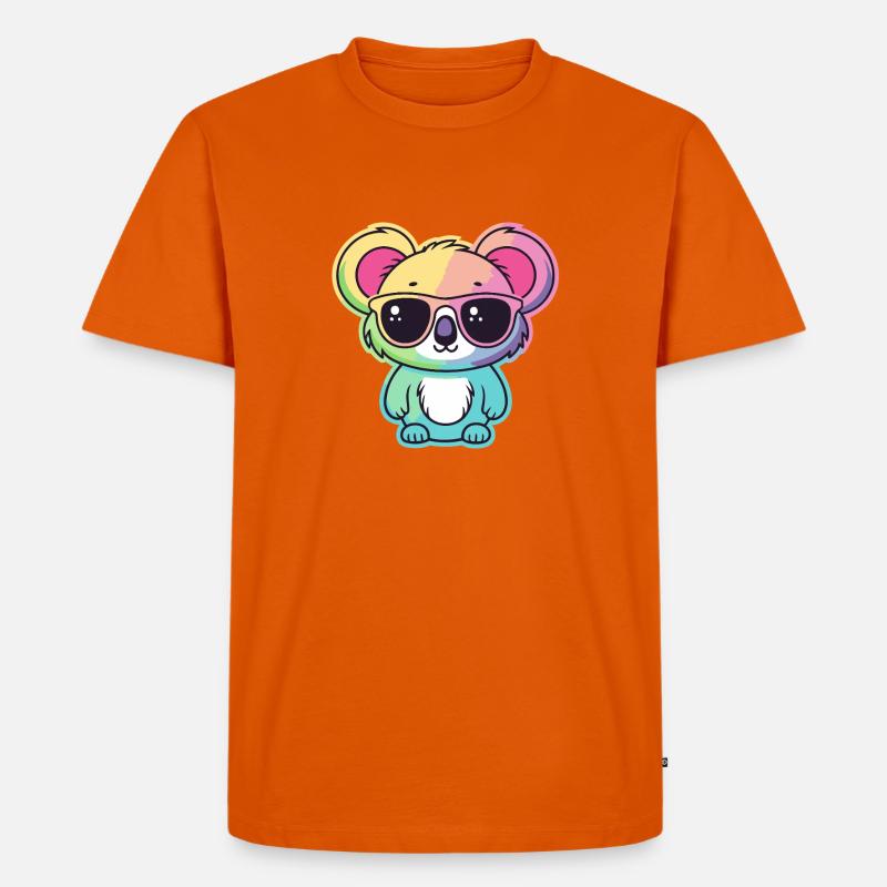 Regenbogen-Neon-Koala mit Brille - Männer Premium Bio T-Shirt - Orange