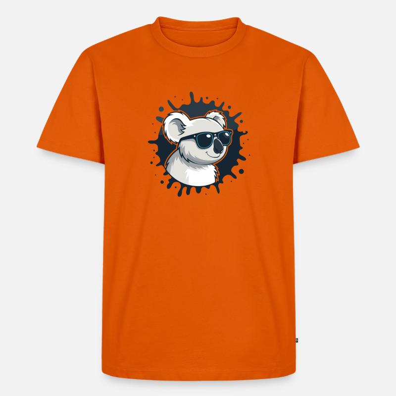 Koala-Chic-Brille auf blauem Splash - Männer Premium Bio T-Shirt - Orange 