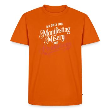 Manifester la misère et les promotions - T-shirt Premium bio Homme - orange  - Devant - Nico (187cm)