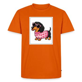 Cœurs de teckel lunettes roses - T-shirt Premium bio Homme - orange  - Devant - Nico (187cm)