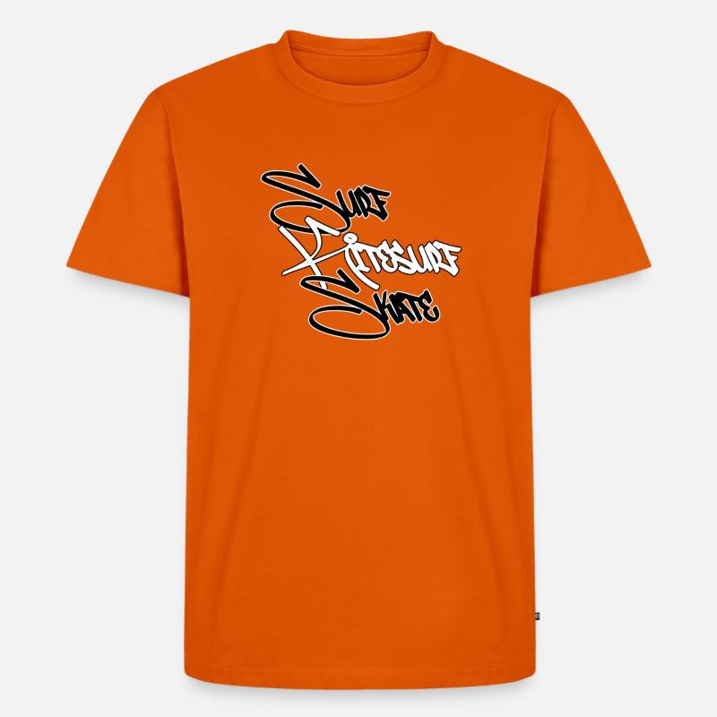 Graffiti Surf Script White - Men's Premium Organic T-Shirt - orange
